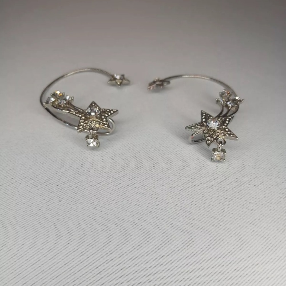 Avon Vintage Silver Star Crystal Ear Cuffs